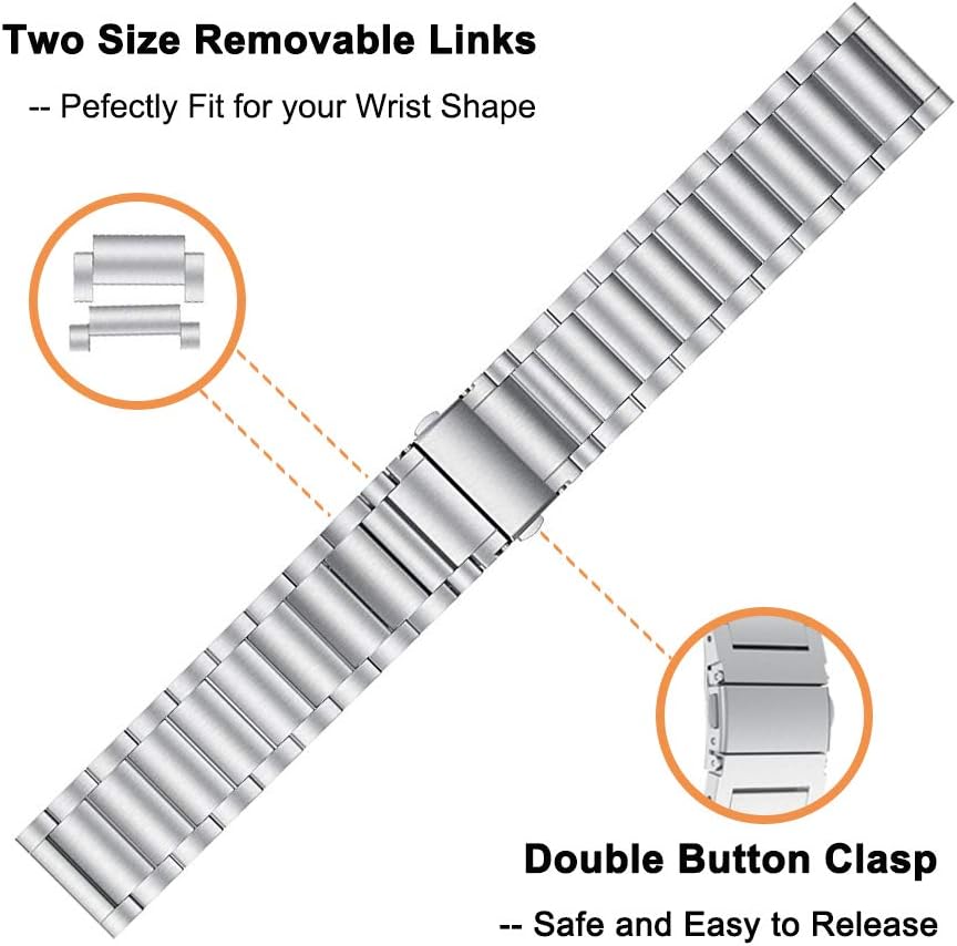 YEEJOK Vivoactive 6/5/3 Bands for Men Women, 20mm Watch Bands Replacement Metal + Leather Compatible for Garmin Venu/Venu Sq/Venu 2 Plus/Vivoactive 3 Music/Forerunner 645/245 Smartwatch-2 Pack - Image 2