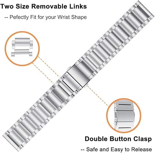 Miniatura 2 de YEEJOK Correa de repuesto para Galaxy Watch 3 de 1.772in para hombres y mujeres, correa de reloj de metal y cuero de 0.866in compatible con Samsung