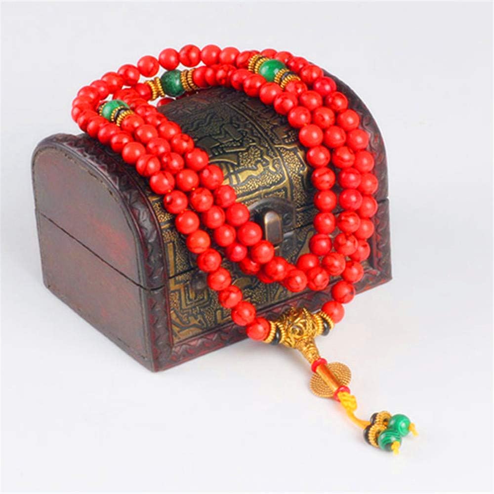 108 Red Coral bracelet natural stone beads mala necklace buddhist prayer rosary strand bracelets buddha Meditation