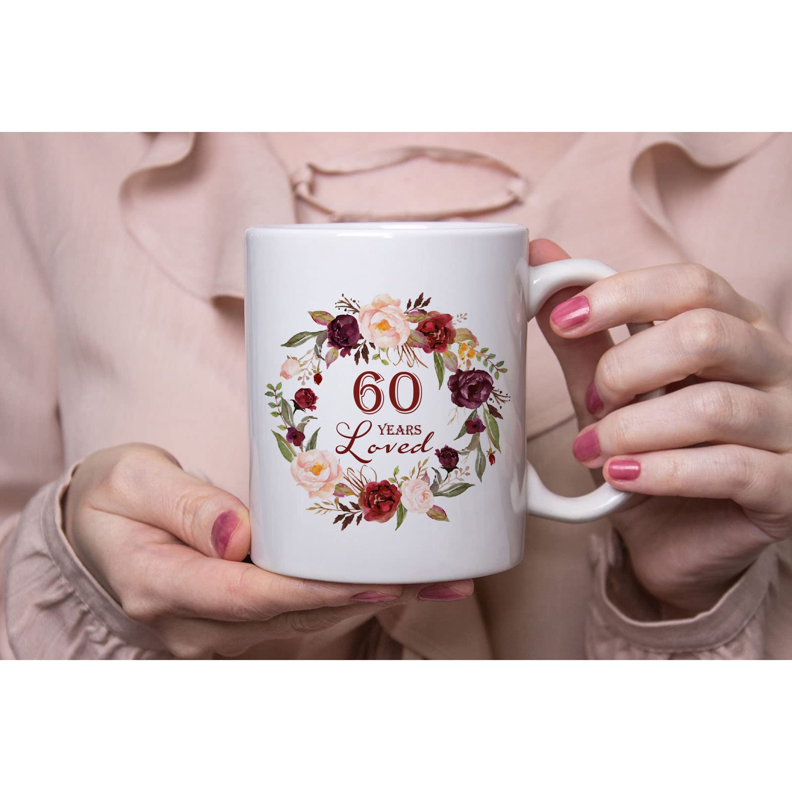 AliCarr 60th Birthday Coffee Mug For Women - 11oz Ceramic, 1965 Themed Gift For Mom, Grandma, Sister