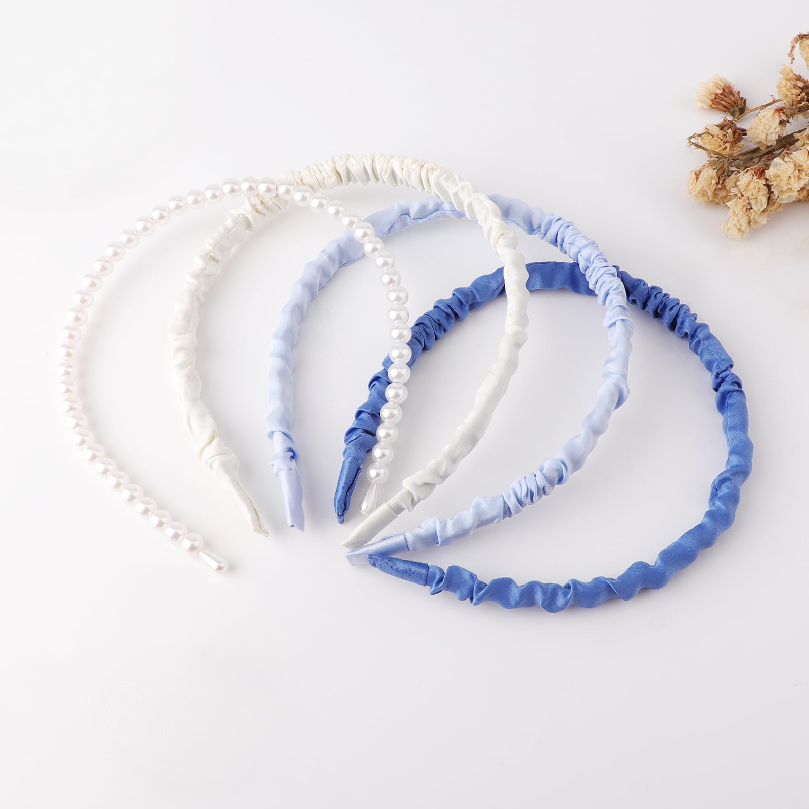 DRESHOW Diademas de Moda para Mujer de Perlas y Florales Antideslizante Acolchadas de Plástico Vintage Accesorios para el Cabello