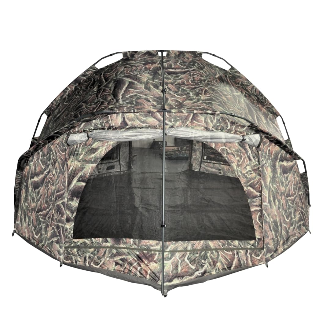 MK-Angelsport Fort Knox 2.0 Ghost Tienda de pesca para 3 – 4 personas, altura interior 1,9 m, ancho x profundidad x alto: 3,54 m x 3,75 m, tienda de campaña de pesca impermeable y estable, incluye