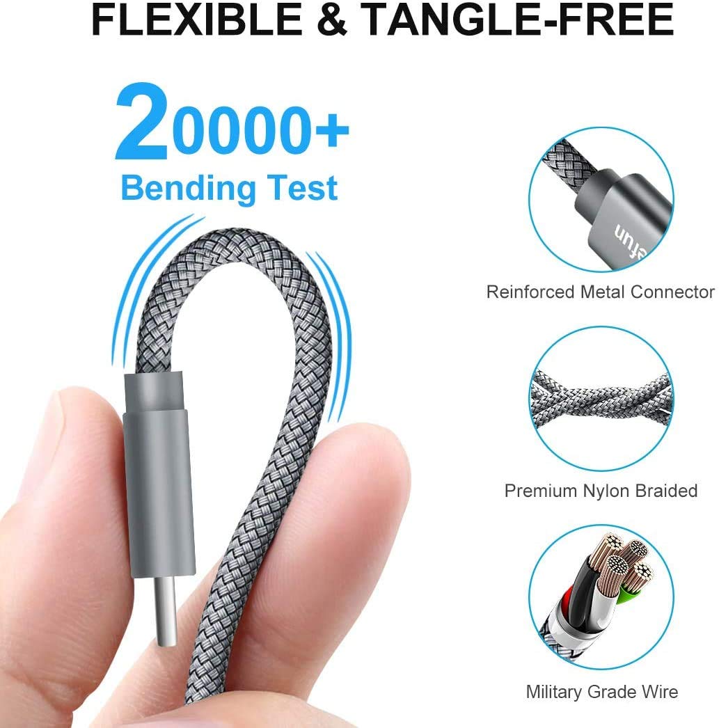 CLEEFUN Cavo USB C Lungo[3 m, 2Pezzi], 3A Cavo USB A a USB Type C Ricarica Rapida Cavi Tipo C in Nylon Compatibile per Galaxy S20 S21 S10 S10e S9 S8 Plus Note 20 10 Ultra, S-Ony, M-OTO, H-TC