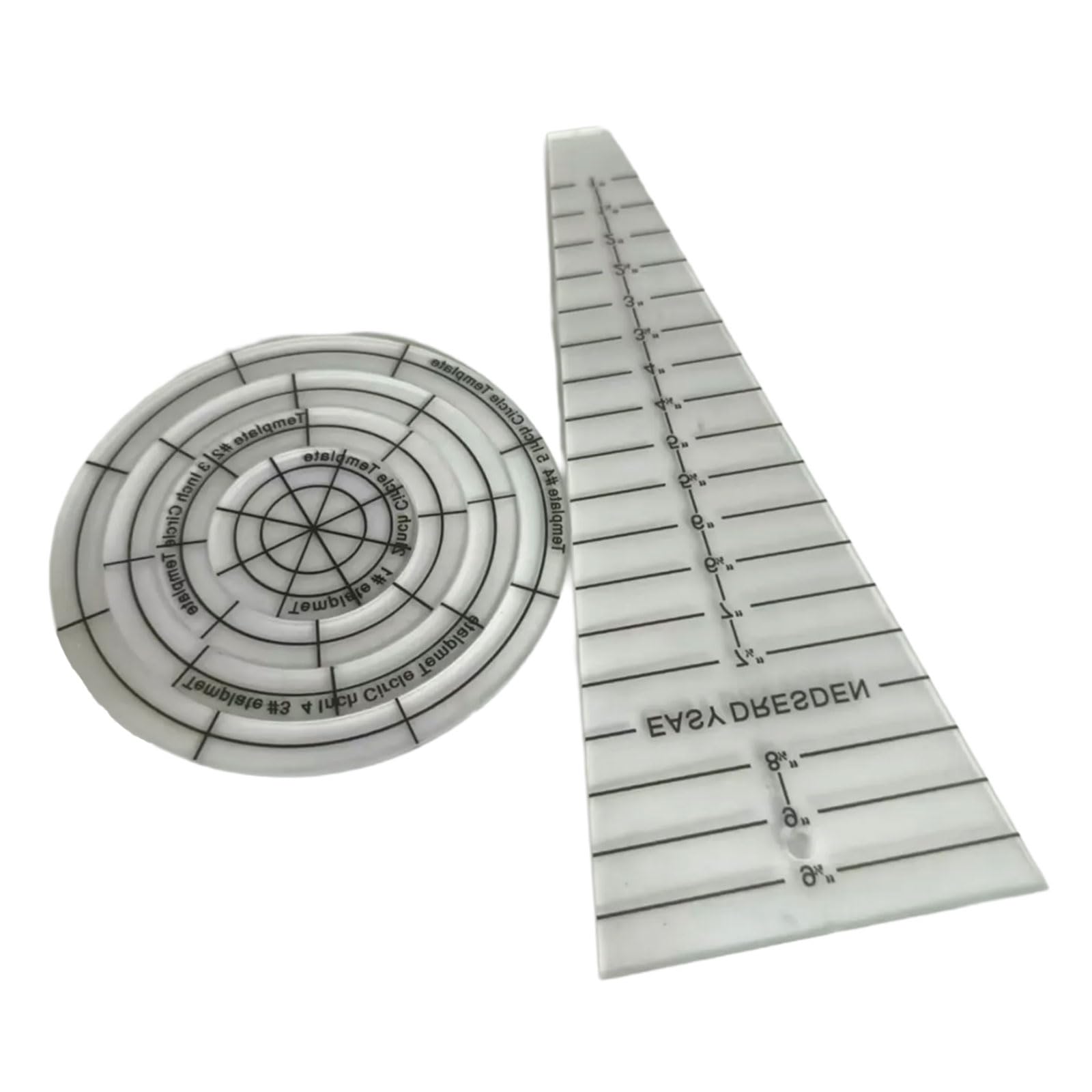 2Pcs Acrylic Sewing Rulers Irregular Patchwork Stencils with Measurement Markings for Fabric Marking Quilting Measuring Transportable Acrylic Ruler