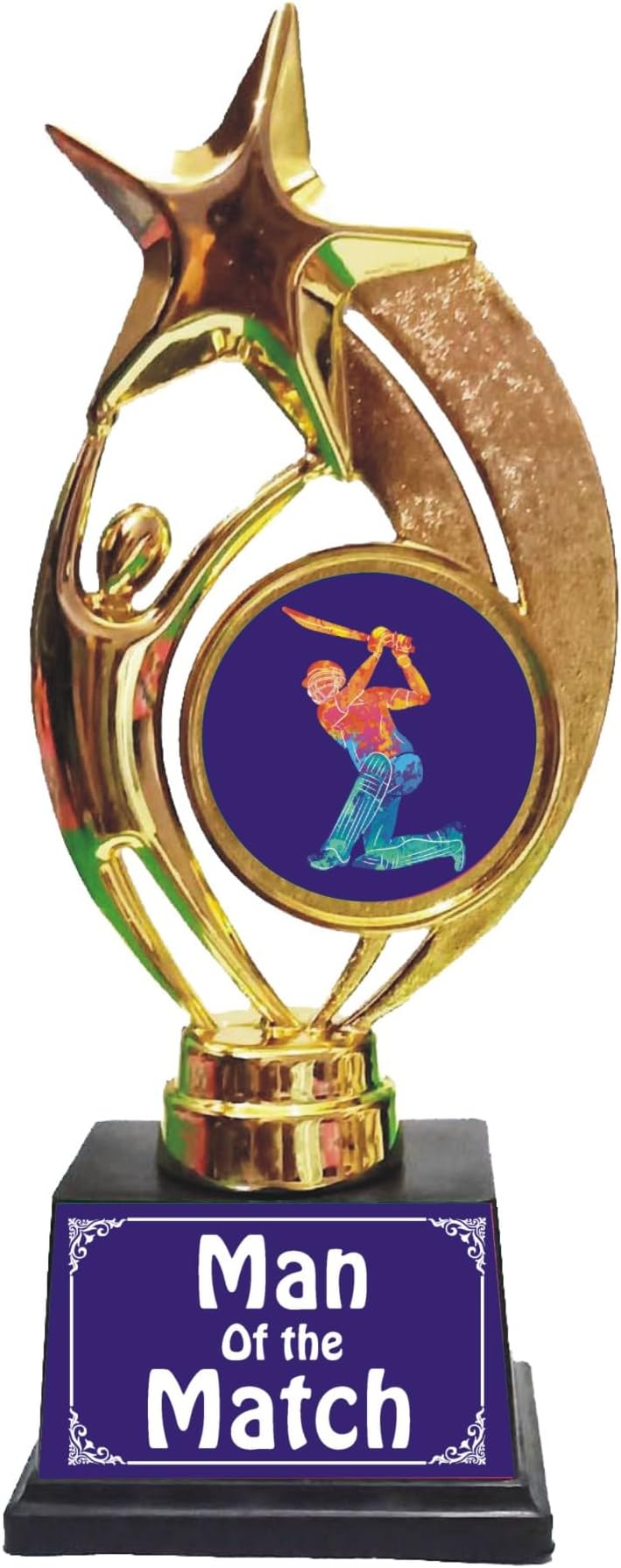 Cricket Match Trophy Man of the Match Star Award Trophy_9.75 x 3.50 x 2.50 inches