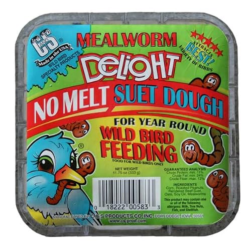 C&S Mealworm Delight No Melt Suet Dough, 11.75 Ounce, 8 Pack
