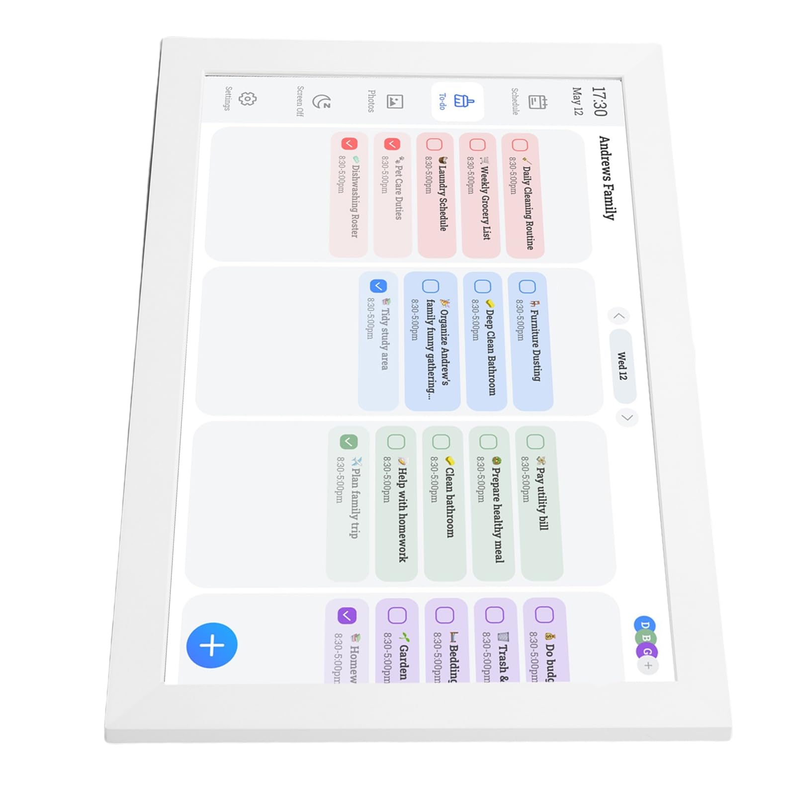 KIMISS Calendario Digitale con Grafico dei Lavori Domestici - Agenda Familiare Interattiva WiFi da 10,1 Pollici e Cornice Digitale per l'organizzazione e la Pianificazione della Casa