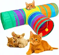 Brinquedo Túnel para Gatos INTERATIVO, 3 Entradas Dobrável com Bolinha Brinquedo, estimulo, tira tedio, aventura, brincadeira PET, colorido FRIDAY