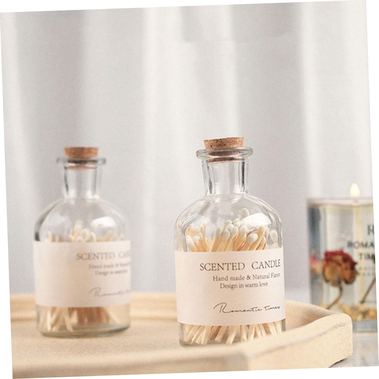 Amosfun 4 pezzi Fiammiferi Barattolo per Candele Aromatiche Decorativi per e Domestici