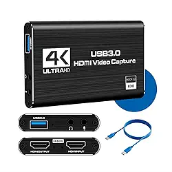Placa de Captura de Vídeo Hdmi 4K Usb 3.0 Full Hd 1080p 60 FPS com Áudio para Xbox PS5 PS4 Nintendo Switch Celular para live streaming gravação transmissão captura de áudio hdmi
