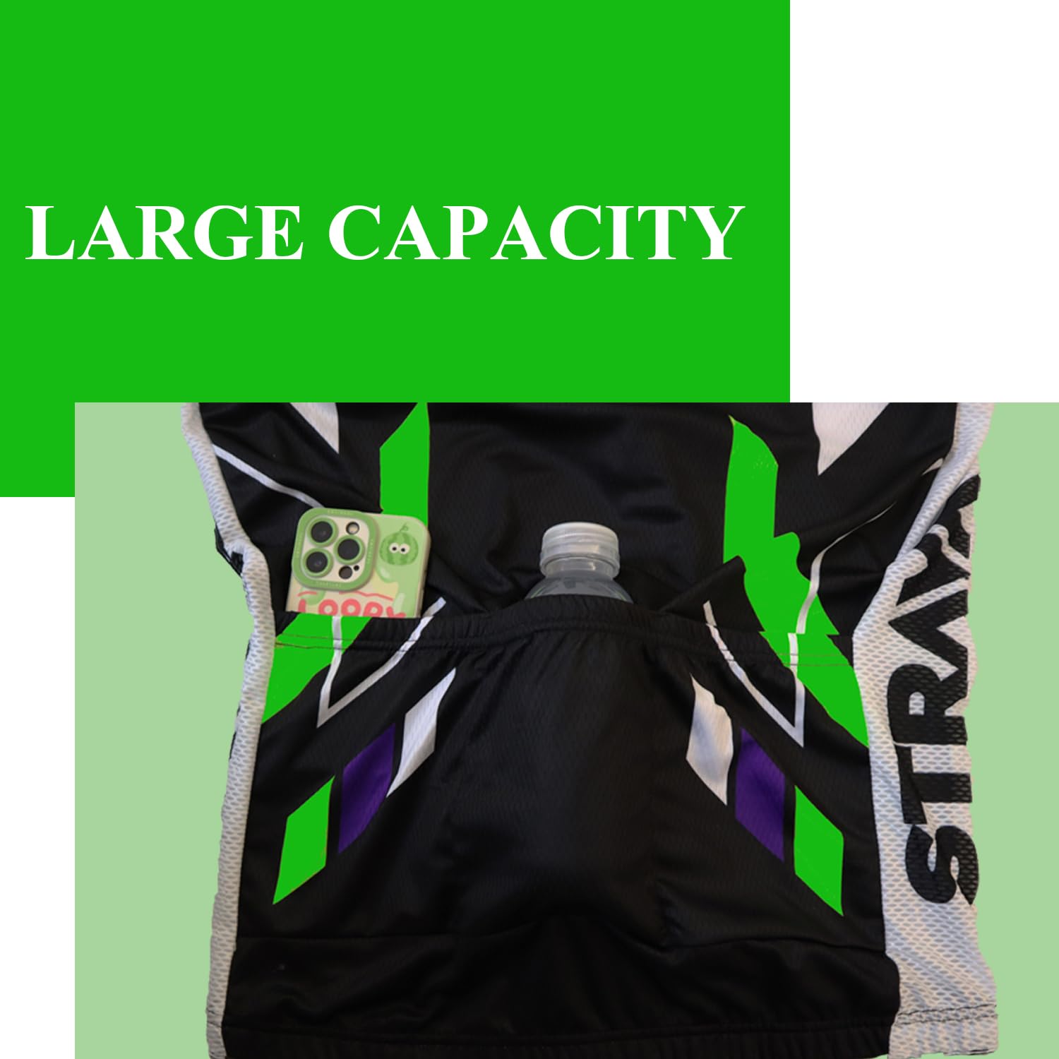 Uomo Abbigliamento Ciclismo Set - Completo Ciclismo Uomo Estivo per Bici da MTB con Pantaloncini Imbottiti in 9D Gel PAD Traspirante e Rapido Asciugatura (XL, Verde)