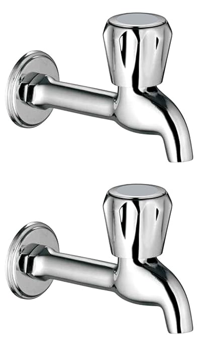 DRIZZLE CNT102-2 Conti Long Body Bib Cock Brass | Chrome Plated | Quarter Turn (Combo of 2 Pieces)