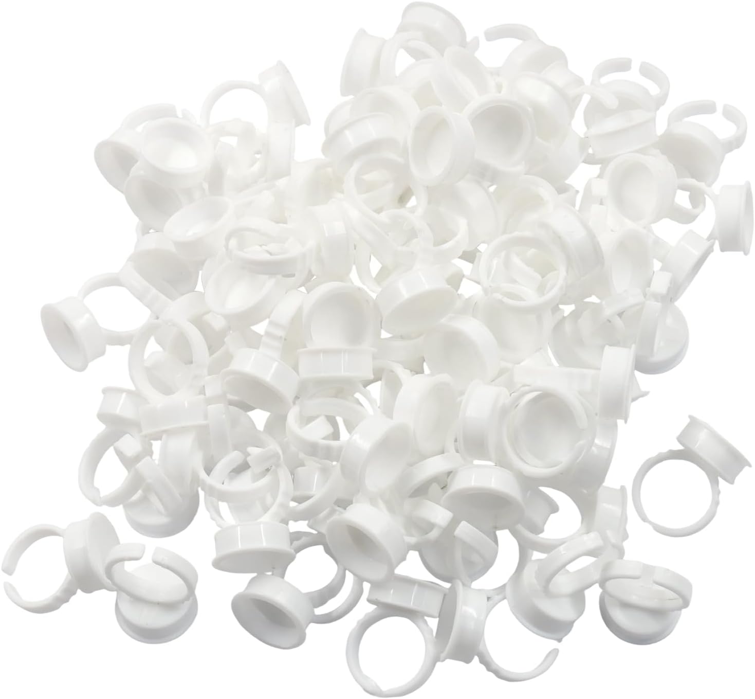 Disposable Makeup Rings, Tattoo Glue Holder, 500PCS Plastic Nail Art Eyelash Extension Rings for Microblading, Tattoo Ink & Lash Primer, L Size