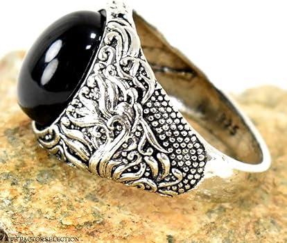 Amazon | ブラックストーン クリアストーン 指輪 リング メンズ 合金