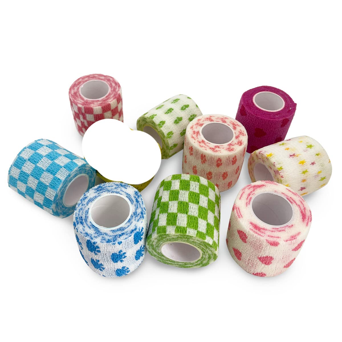Vendaje elástico autoadhesivo deportivo de 4,8 m, colorido, for rodilleras, dedos, tobillos, palmas y hombros.,Venda autoadhesiva(Blue Plaid,10cmX4.8cm)