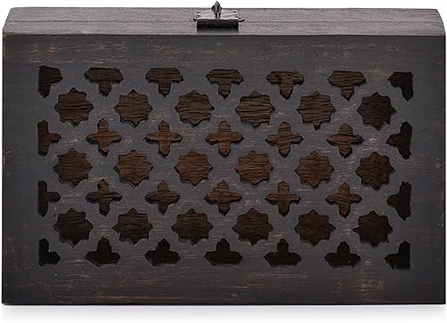 Miniatura 3 de Caja decorativa de madera de mango con tapa con bisagras, ideal para recuerdos, baratijas, joyas y otros objetos (8 x 5 x 3 pulgadas)