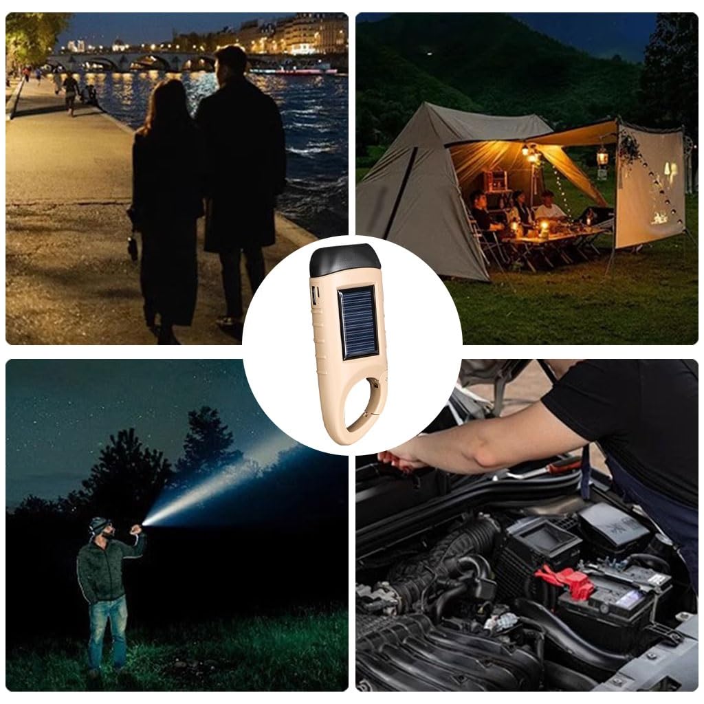 Torcia Manuale A LED Super Luminosa, Torcia A Manovella Alimentata Ad Energia Solare, Domestica Ricaricabile Tramite USB, Per Viaggi, Alpinismo(A,14.5cm*3)