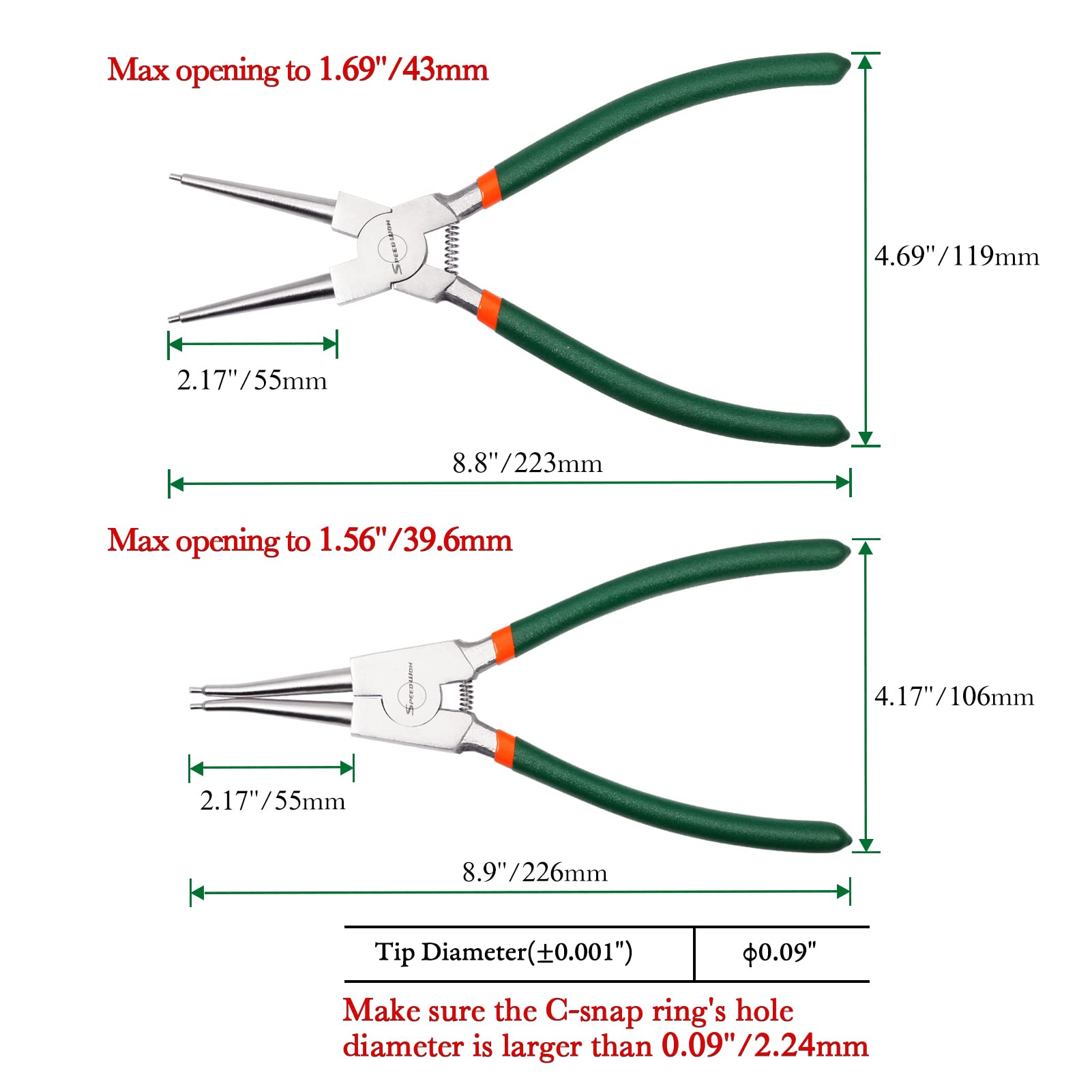 Pince à Circlips Interne SPEEDWOX 15,2 Cm – Mâchoires Droites 1,25 Mm Pour Anneaux De Retenue