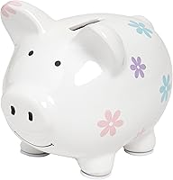 Kate & Milo Mini Floral Ceramic Piggy Bank - Cute Baby Girl Nursery Decor, Kids Savings Jar, Toddler Flower Keepsake Gift