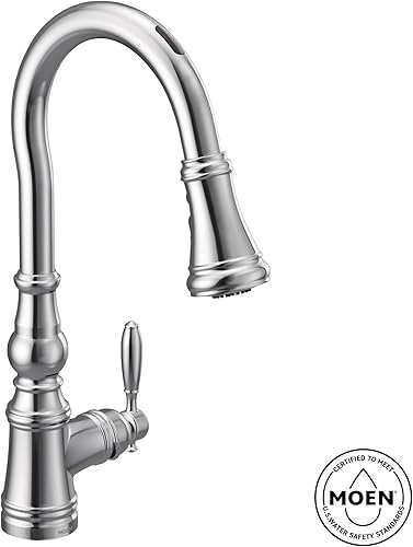 Miniatura 5 de Moen Weymouth S73004EV2SRS - Grifo inteligente de acero inoxidable con rociador desplegable sin contacto, con control de voz y movimiento,