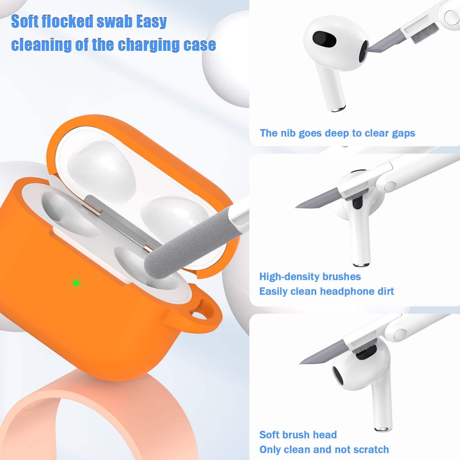 Fitudoos Cover Per AirPods Pro 3 – Custodia In TPU Con LED Visibile, Moschettone E Kit Di Pulizia