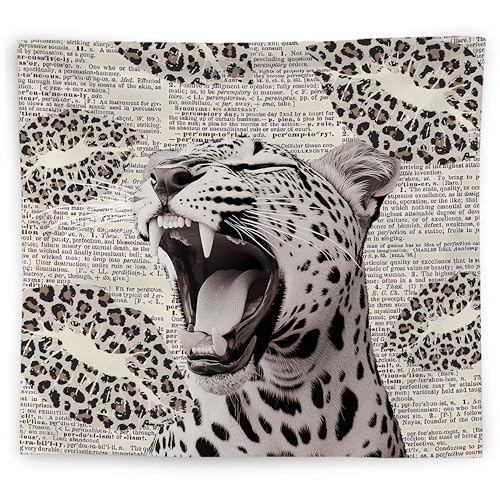 WNAGT Retro Trendy Leopard Tapestry Wall Hanging, Cheetah Leopard Room Decor, Vintage Funky Cheetah Print Lips Wall Blanket Decor for Girls Bedroom Dorm Apartment Home, 50x60 Inch