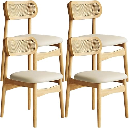 Miniatura 37 de YVYKFZD Sillas de comedor de madera maciza, juego de sillas de cocina sin brazos, silla de comedor con respaldo de ratán, silla lateral cómoda