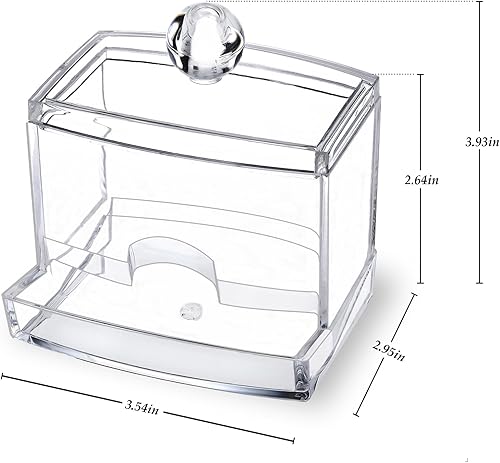 Miniatura 2 de Qtip - Dispensador de soporte para baño, pequeño, acrílico transparente, palillo de dientes, organizador a prueba de polvo con tapa