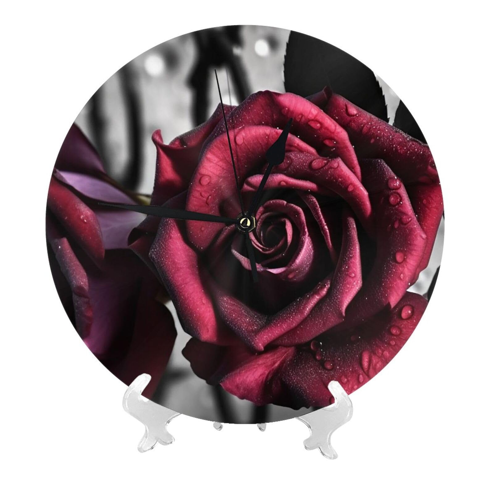 DWVTSLH Gothic Roses Wall Clock 10 Inch Silent Non-Ticking Modern Clocks Battery Operated - Decorative Wall Clocks for Bedroom Living Room Kitchen Office Wall Decor Gift Idea