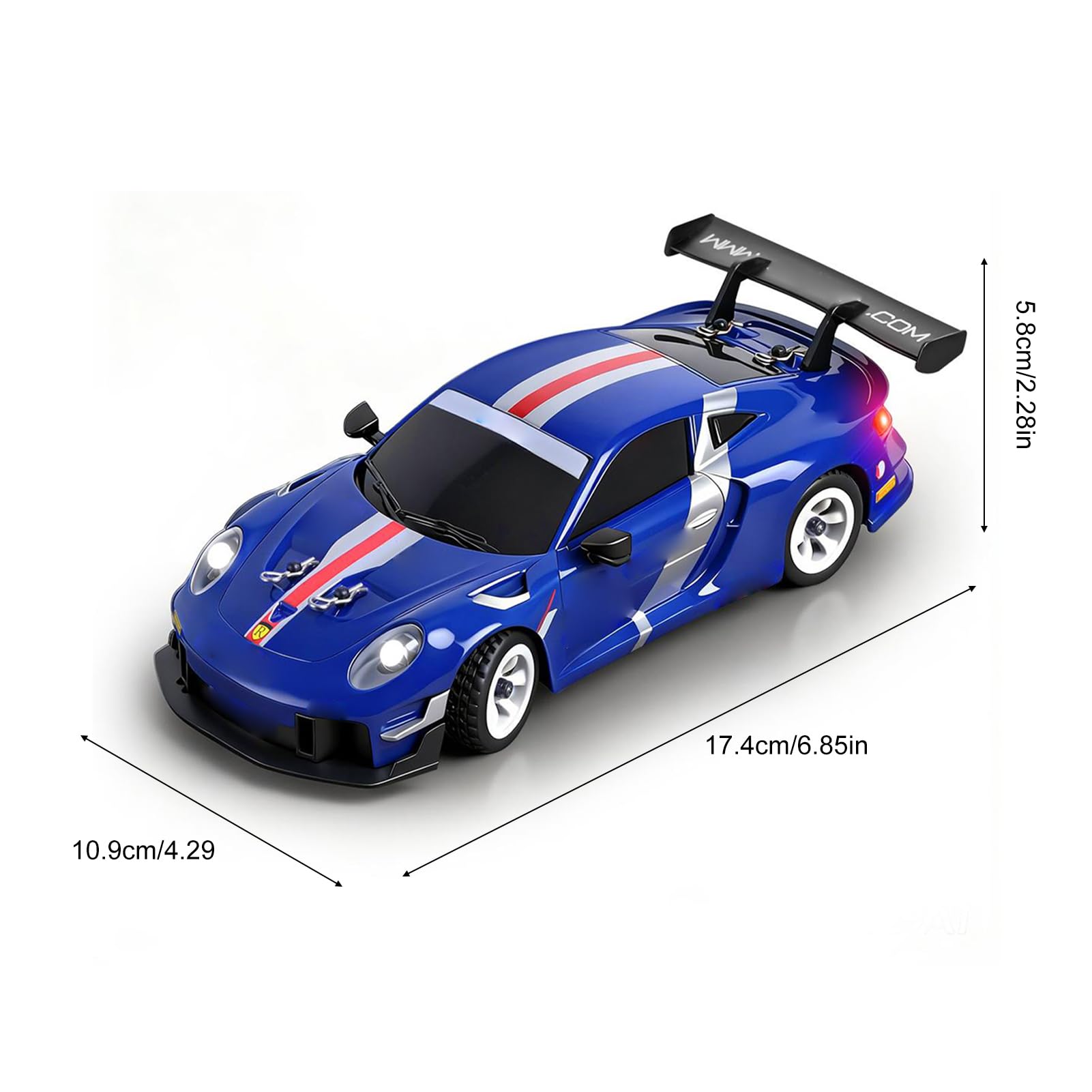Zdalnie sterowany samochód, 1:28, 30 km/h, napęd na wszystkie koła, z oświetleniem LED i żyroskopem, RC Drift Car