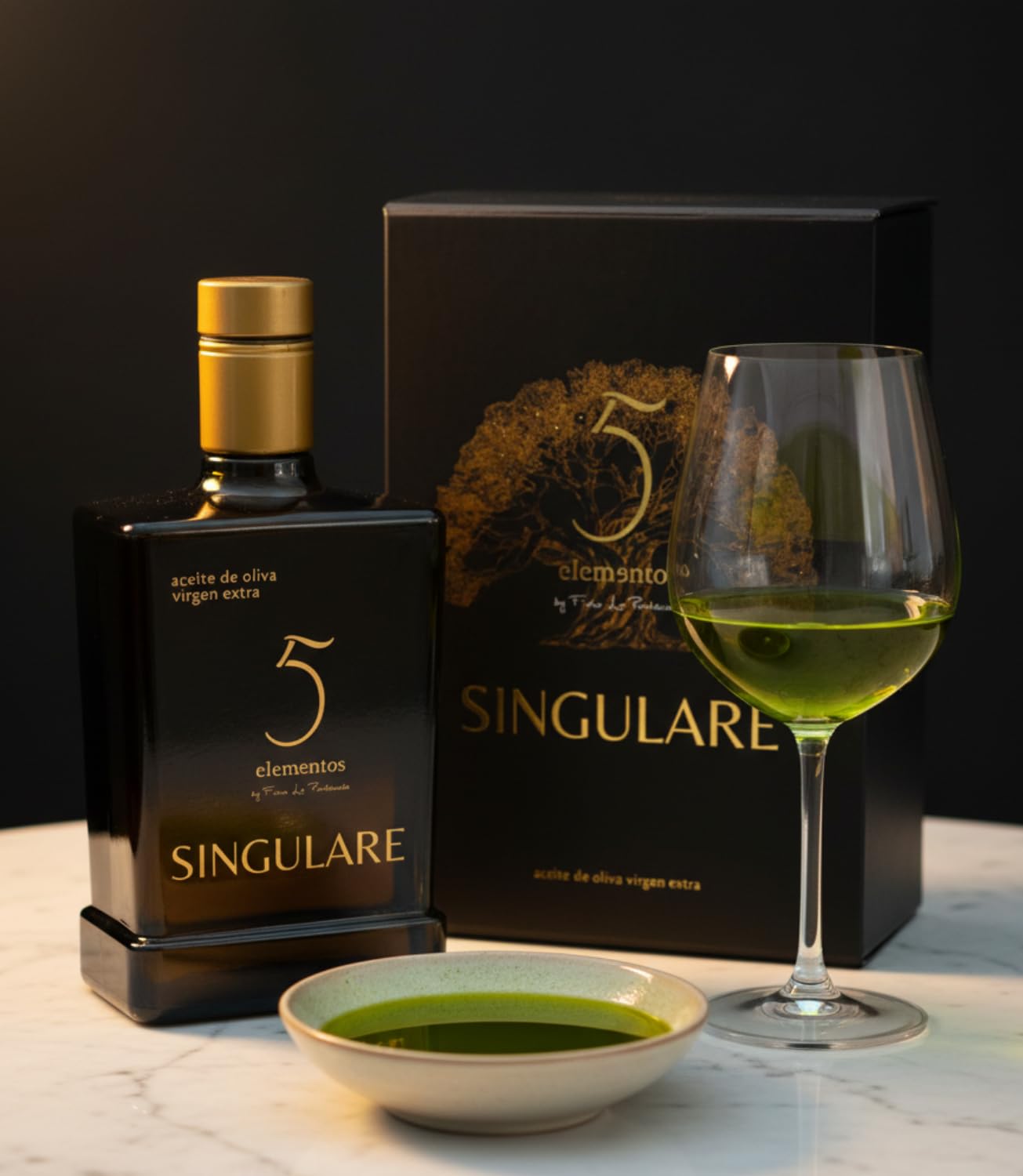 5 elementów Singulare - Premium Olej z oliwek z pierwszego tłoczenia 500 ml - Olej Pique Nowa Kampania 24/25 - Kolor Zielony i Intensywny Smak