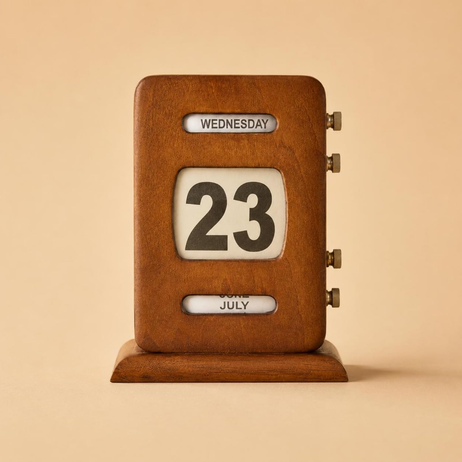 Calendario da Tavolo Legno Vintage Espositore Data Completa Artigianato Quercia Facile Regolazione Manuale Adatto per Scrivania Lettura