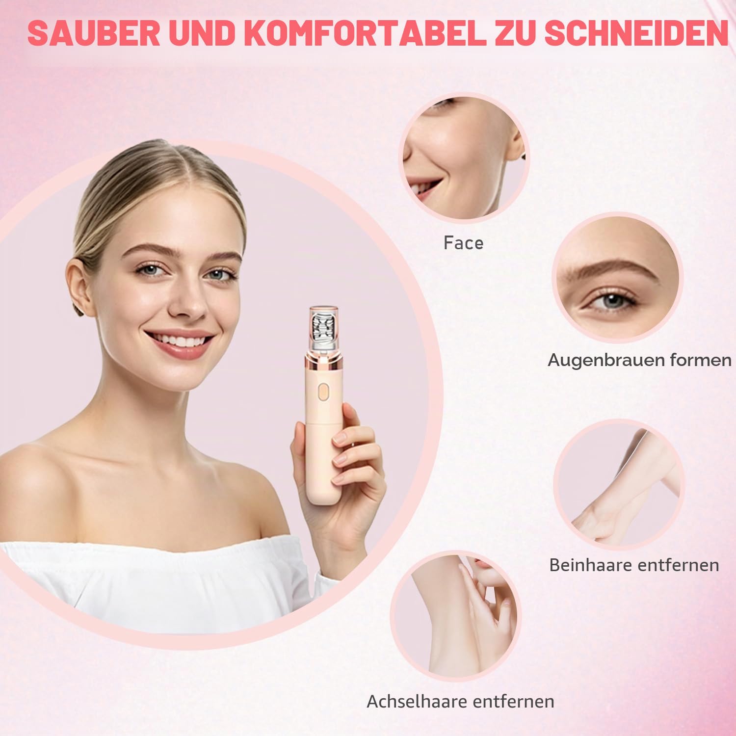 Epilierer Damen Gesicht, 2 in 1 Gesichtshaarentferner für Frauen mit LED-Licht, Kabelloser Elektrischer Gesichtsepilierer Schmerzfreie Wiederaufladbar für Augenbrauen Lippen Kinn Bikinizone