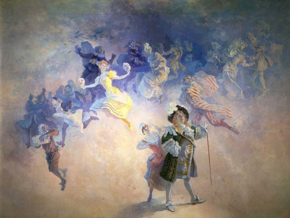 Feeling at home STAMPA su TELA ARROTOLATA La commedia Cheret Jules - Danza orizzontale Canvas 380gr 100% cotone cm_76_X_101