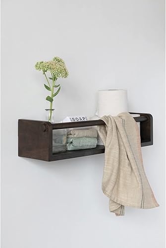 Miniatura 4 de Creative Co-Op Estante de pared de madera de mango con varilla, acabado espresso