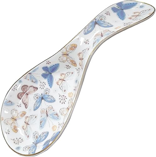 Miniatura 2 de Soporte de cuchara de cerámica para la parte superior de la estufa, soporte grande para cuchara de granja, soporte para cuchara de café floral,