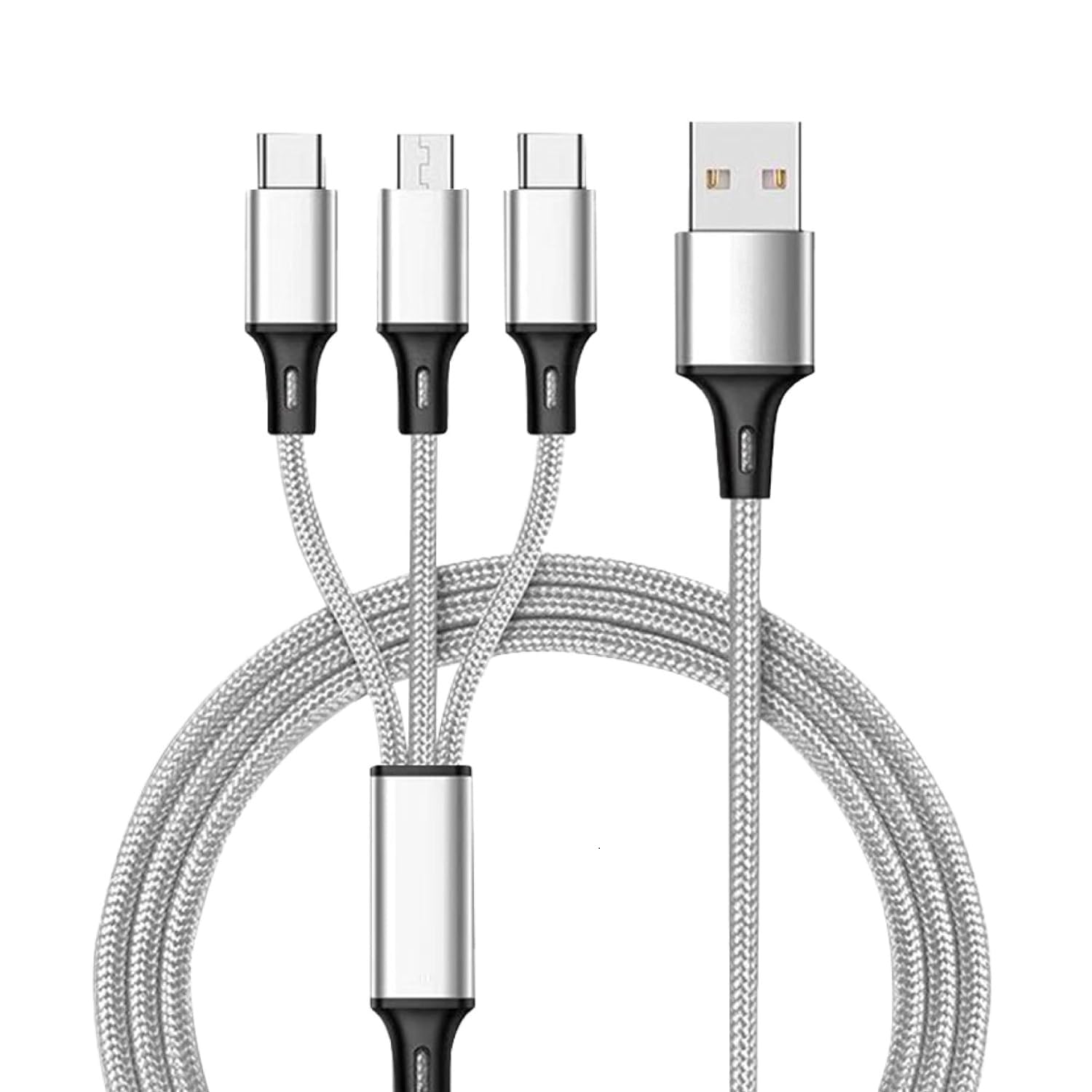 SKYCELL Unbreakable 1.2 Mtr 3 in 1 Multi Car Charger Cable for Fast Charging/Multi Pin USB Charging Cable Compatible for Car, iPhone, iPad, Samsung, Grey (B0D88521F2) Amazon Price History, Amazon Price Tracker