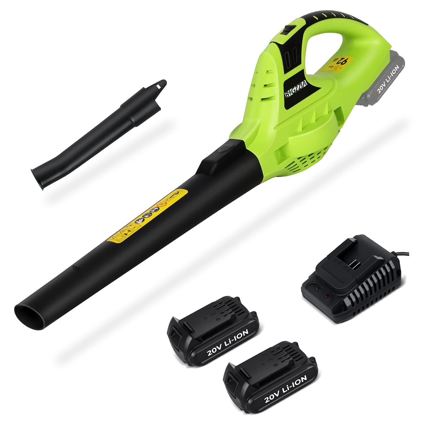 bigzziaCordless Leaf Blower with 2Pcs 20V Batteries, 2-Speed Modes 209CFM Electric Handheld Blower for Garden Leaves Grass Cuttings