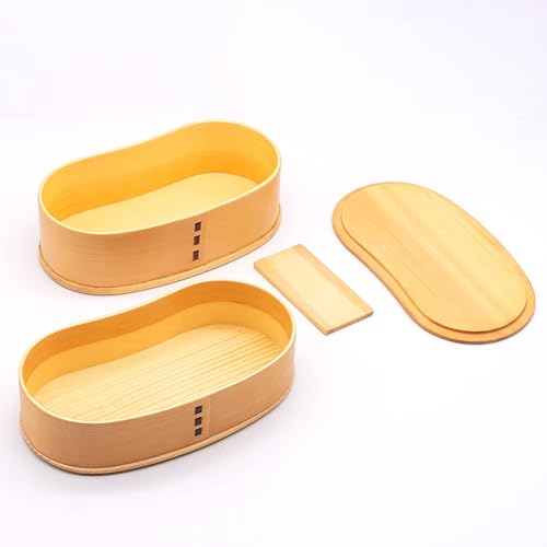 Miniatura 3 de Wakayama Wappa Bento Box Store A-60-273448 Magewappa, Wooden, 6.7 x 3.5 inches (17 x 9 cm), 2-Tier, Bean-Shaped, Natural