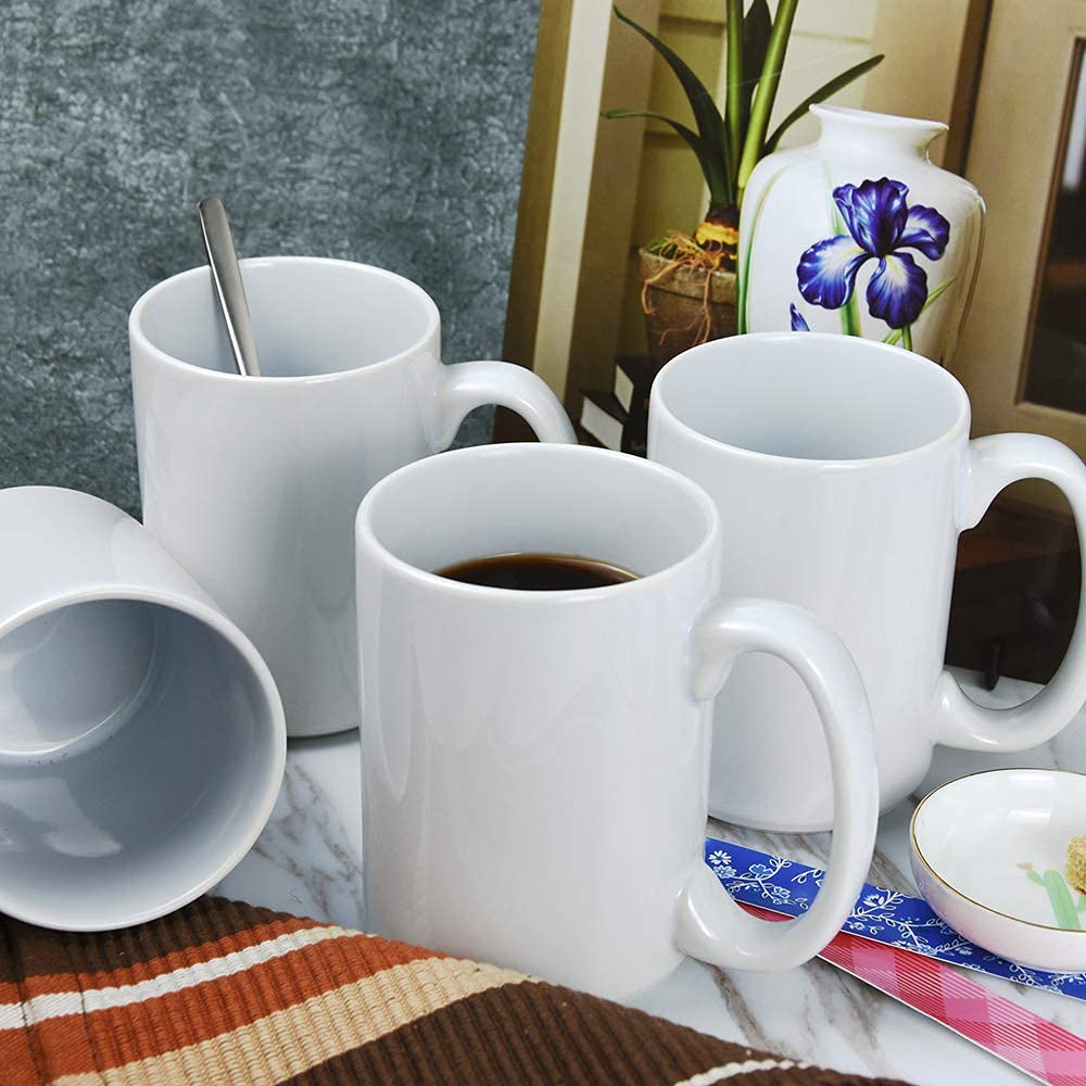 Tazas en blanco con revestimiento de sublimación de 15 onzas con caja de pedido por correo marrón, caja de 6 piezas