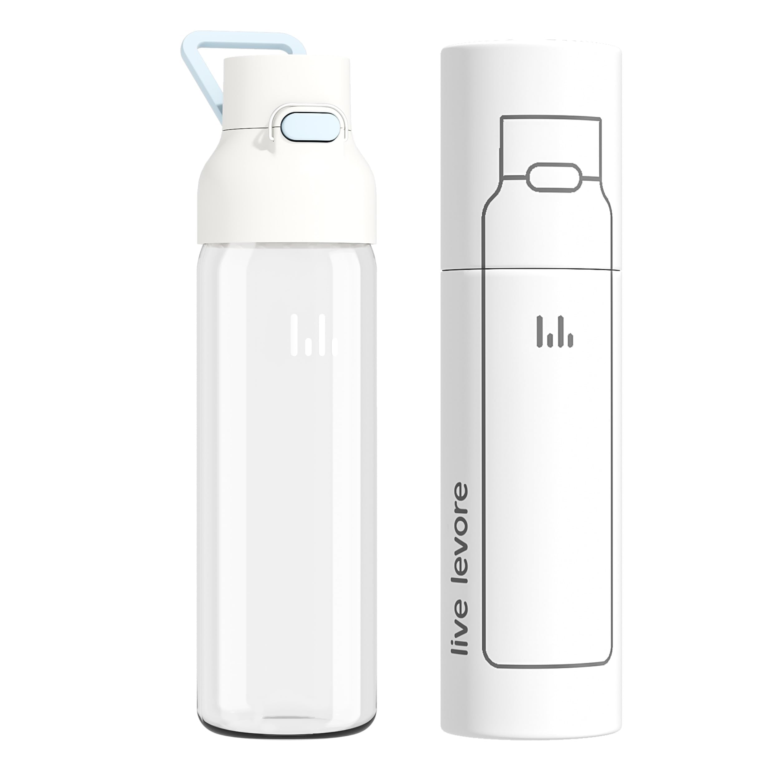 Levore Tritan Plastic Clear Water Bottle, Reusable Drink Bottle, 26oz (White B, Clear)