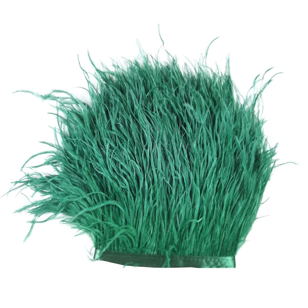 Dentelle de plumes d'autruche vert foncé pour DIY couture et décoration mariage
