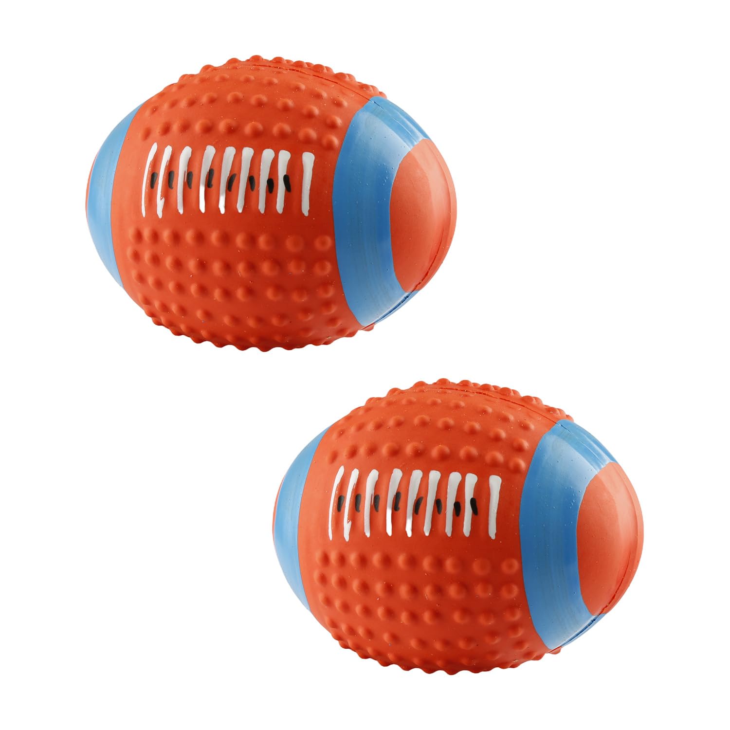 wellrun 2 Pcs Pet Latex Squeaky Rugby Balls,Interactive Chew Toys for Small Dogs & Puppies,Rubber Footballs for Fetch,Play,Teeth Cleaning