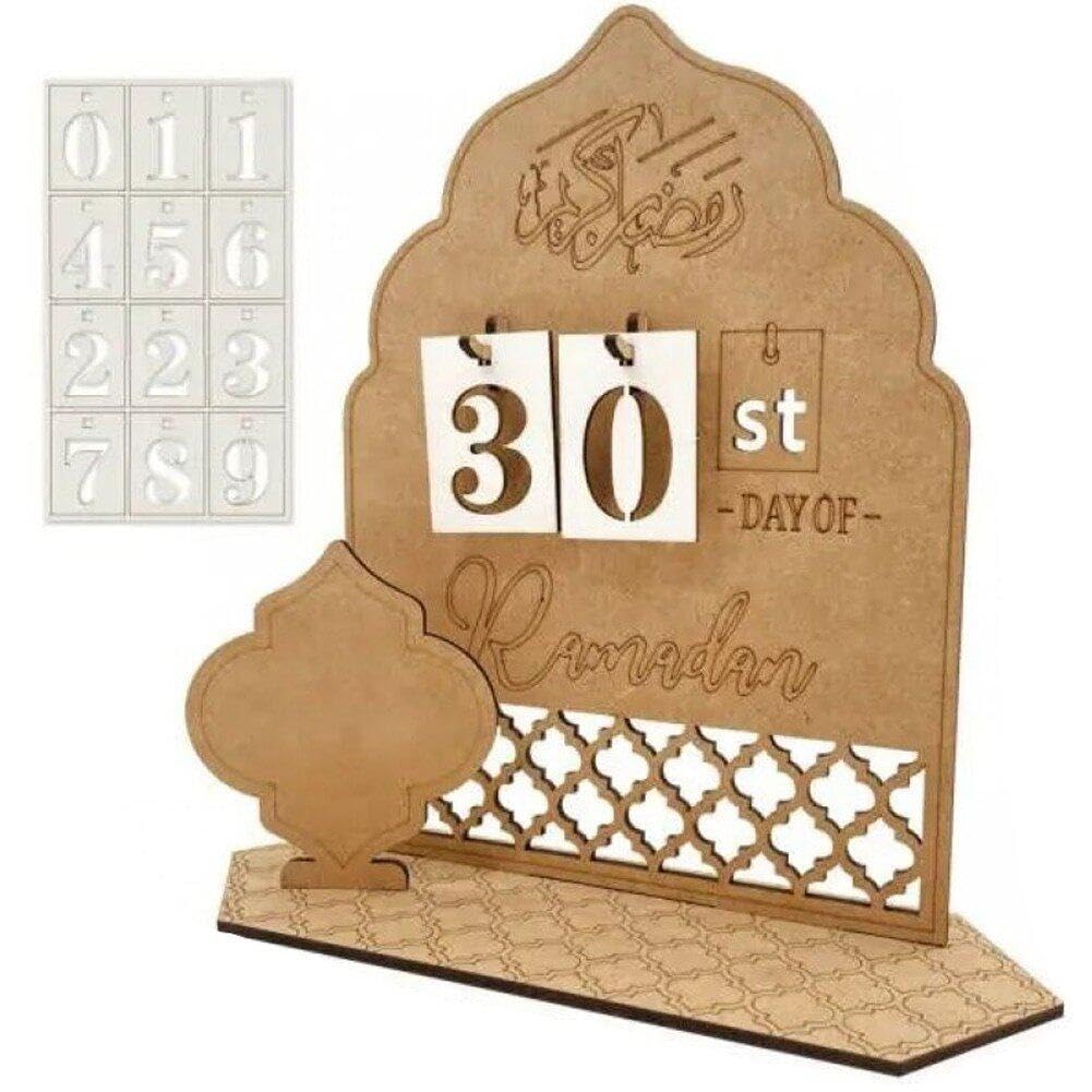 Luxylei Ramadan Advent Calendar Wooden Countdown Calendars Decorations for Home, 30 Days Til Eid, Ramadan Gift for Kids, Ramadan and Eid Decor