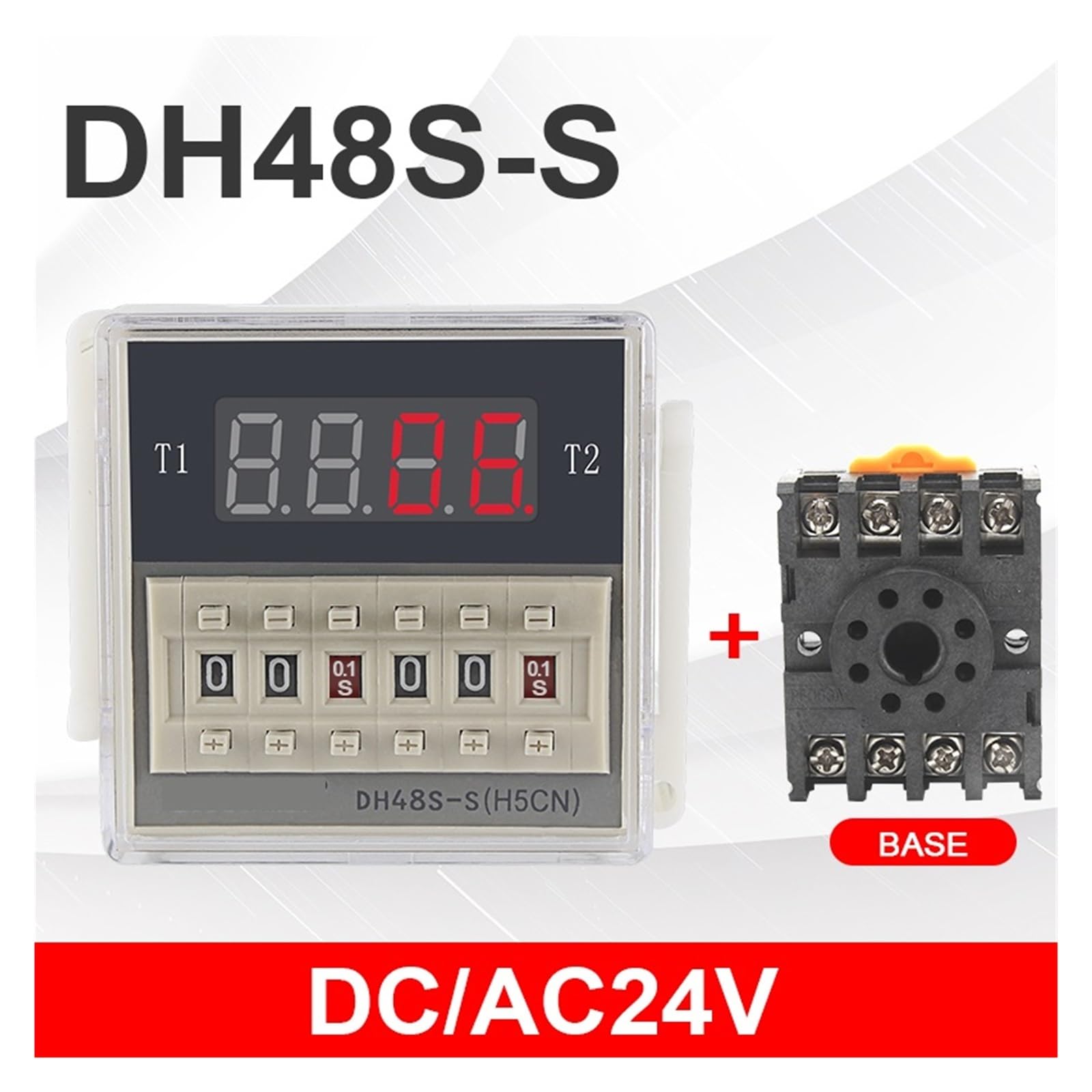 Przekaźnik czasowy Przekaźnik czasowy Cyfrowy programowalny wyłącznik czasowy DH48S-S 0,1S-99H podstawa AC/DC 12V 24V 36V 110V 220V 380V Timer cyklu powtarzania(DCAC24V)
