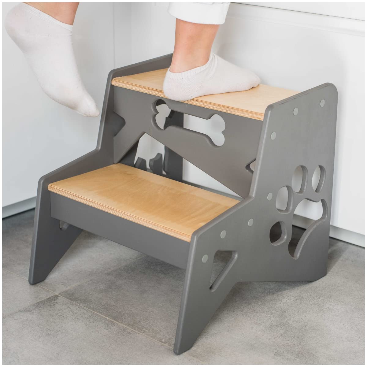 2 Tritthocker Holz Kleinkind Küchenstuhl Kinderbank kleine Leiter Duschhocker Kind Bad Tritthocker Holzbett Tritthocker Küchenhelfer