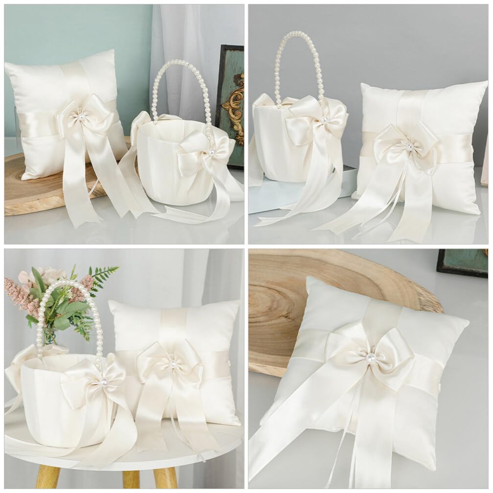 PRETYZOOM Coussin Porteur pour Alliance Mariage 1 Set Blanc en PU