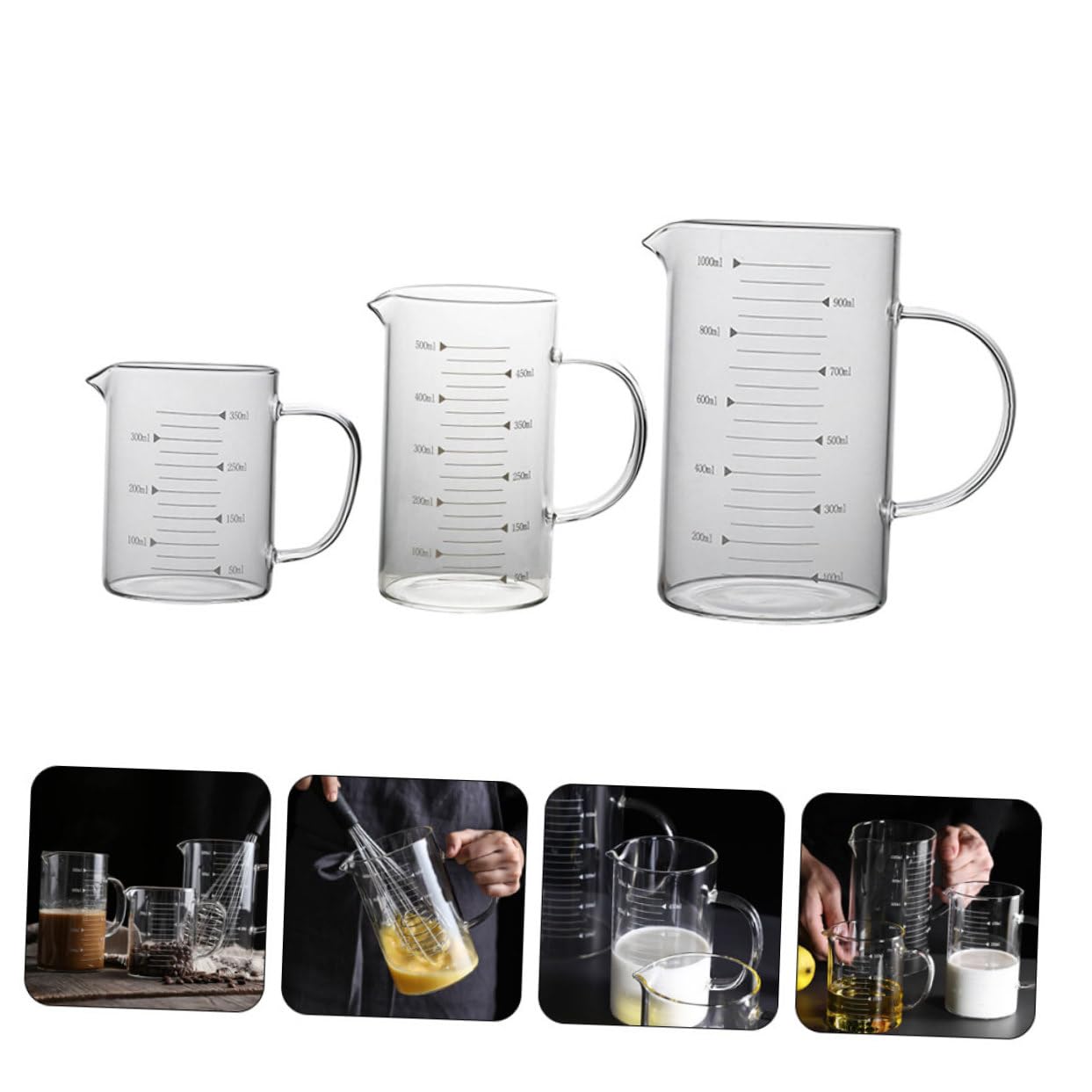 Alipis Lot De 3 Tasses Doseuses En Verre De Capacité Pour Et La Pâtisserie