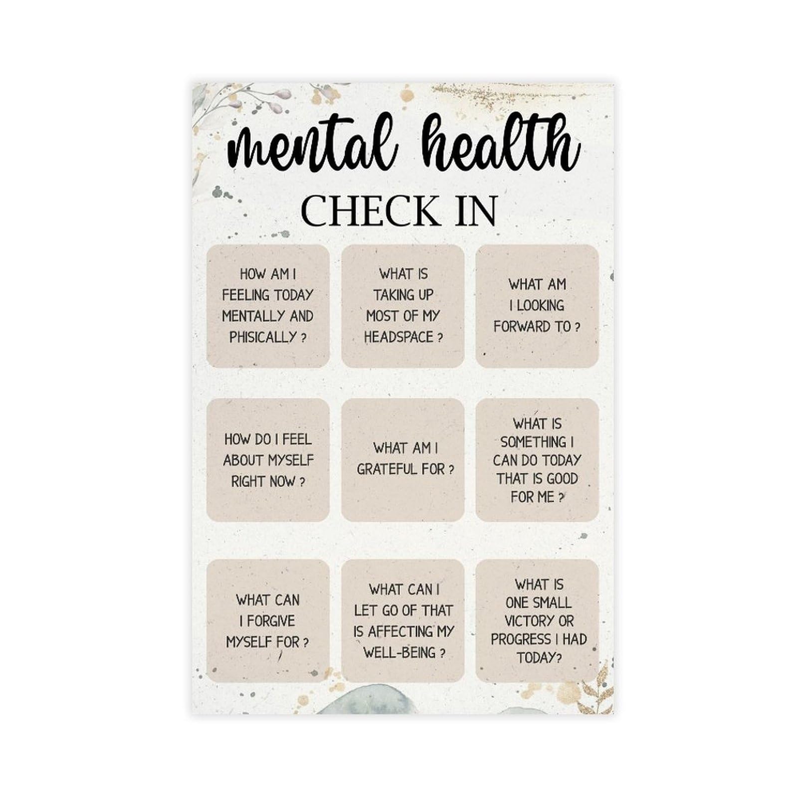 GJtyRFH Mental Health Check - In Tune Into Yourself Canvas Wall Art Posters And Prints Room Aesthetic Bedroom Office Decor 24" L X 36" W