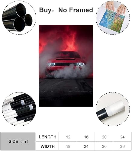 Miniatura 2 de Maisuimaoyi JDM - Póster de auto musculoso Challenger, pintura decorativa, lienzo, arte de pared, póster de sala de estar, dormitorio, pintura de 16